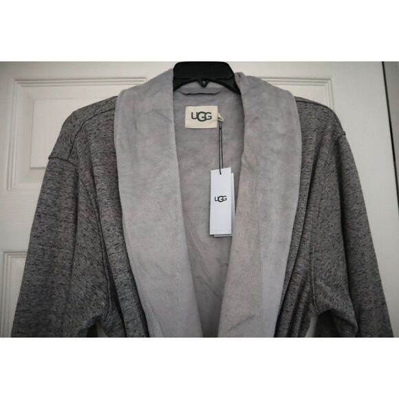 UGG 1096932 Men's Sz L/XL Gray Heather Robinson Cotton Fleece Robe - Picture 3 of 12